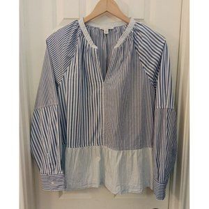 Women's Free Assembly Striped Blue/White V Neck Dressy Blouse XL